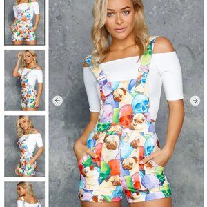 Blackmilk Pugs and Skulls Overall Shorts